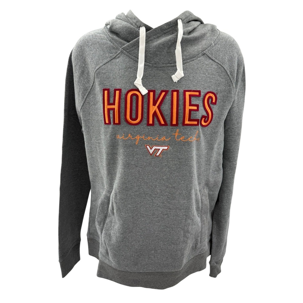 Captivating Virginia Tech Hokies Grey Hoodie Sweatshirt Womens Medium NEW